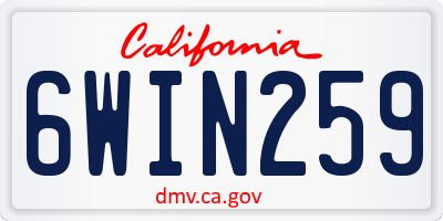 CA license plate 6WIN259