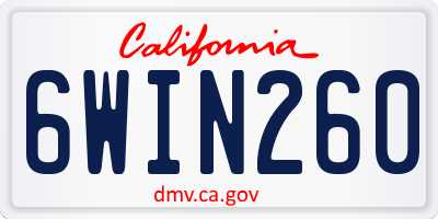 CA license plate 6WIN260