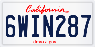 CA license plate 6WIN287