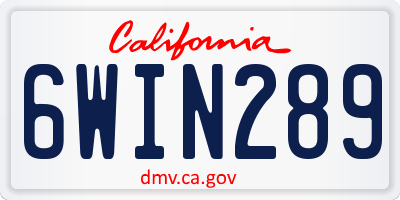 CA license plate 6WIN289