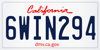 CA license plate 6WIN294