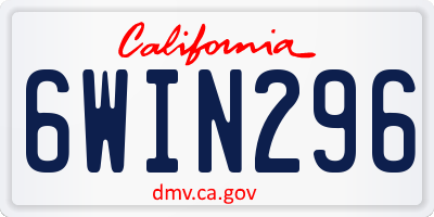 CA license plate 6WIN296