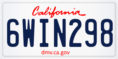 CA license plate 6WIN298