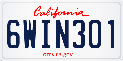 CA license plate 6WIN301