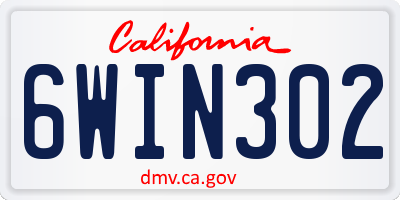 CA license plate 6WIN302