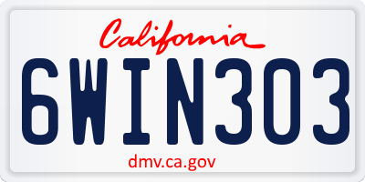 CA license plate 6WIN303