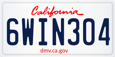 CA license plate 6WIN304