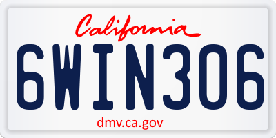 CA license plate 6WIN306