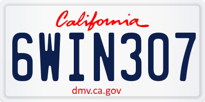 CA license plate 6WIN307
