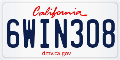CA license plate 6WIN308