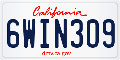 CA license plate 6WIN309
