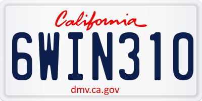CA license plate 6WIN310