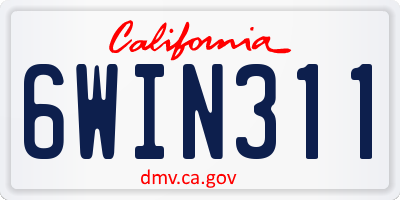 CA license plate 6WIN311
