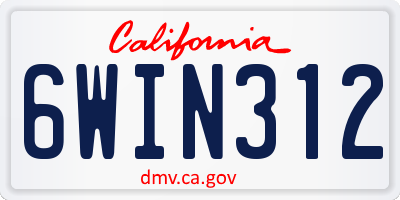 CA license plate 6WIN312