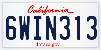 CA license plate 6WIN313