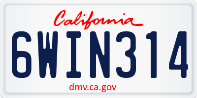 CA license plate 6WIN314