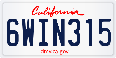 CA license plate 6WIN315