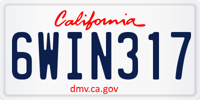 CA license plate 6WIN317