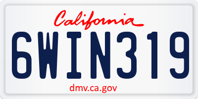 CA license plate 6WIN319