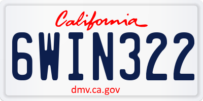 CA license plate 6WIN322