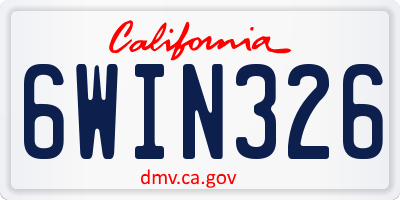 CA license plate 6WIN326