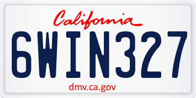 CA license plate 6WIN327