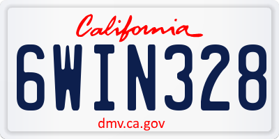 CA license plate 6WIN328