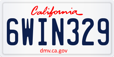 CA license plate 6WIN329