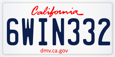 CA license plate 6WIN332