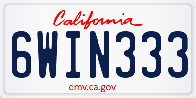 CA license plate 6WIN333
