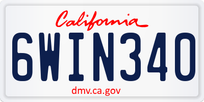 CA license plate 6WIN340