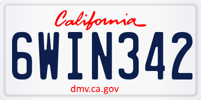 CA license plate 6WIN342