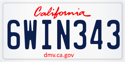 CA license plate 6WIN343