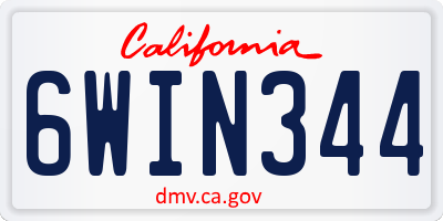 CA license plate 6WIN344