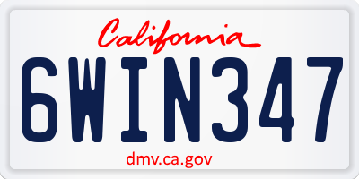 CA license plate 6WIN347
