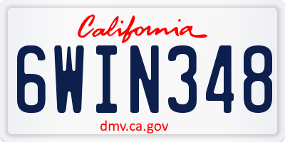 CA license plate 6WIN348