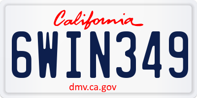 CA license plate 6WIN349