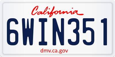CA license plate 6WIN351