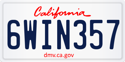 CA license plate 6WIN357