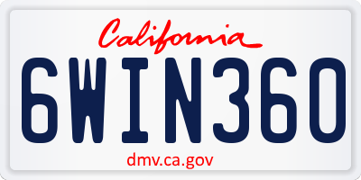 CA license plate 6WIN360