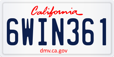 CA license plate 6WIN361