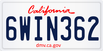 CA license plate 6WIN362