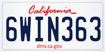 CA license plate 6WIN363