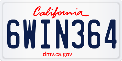 CA license plate 6WIN364