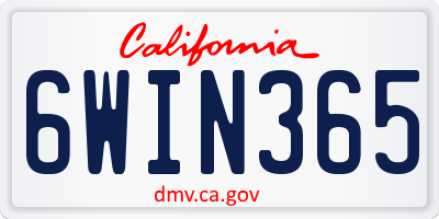 CA license plate 6WIN365