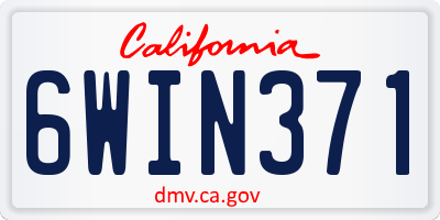 CA license plate 6WIN371