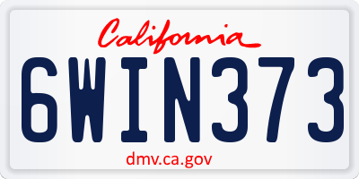 CA license plate 6WIN373