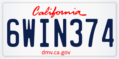 CA license plate 6WIN374