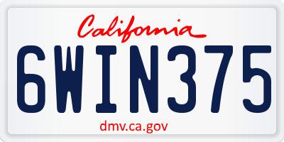 CA license plate 6WIN375