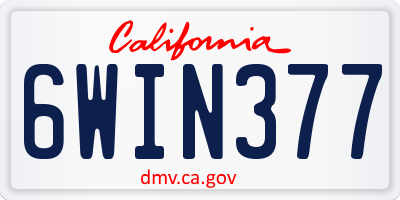CA license plate 6WIN377